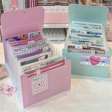 13-Layer A6 Accordion File Folder, Portable Expandable Solid Color Document Organizer Bag With Index Tabs, Multi-Function Expanding File Folder For Easy Document Storage, Multi-Layer Classification Label Folder, Bill File Bag,Back To School - Accordion File - View 3