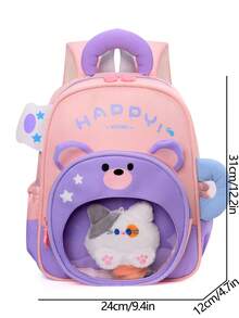 Student Backpack New Cartoon Pattern Printed Backpack Small Schoolbag Lightweight Comfortable Fashionable Backpack - Purple - View 11