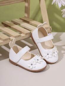 1 Pair Girls' White Lace Mary Jane Shoes, Versatile Princess Style For Spring & Summer - White - View 2
