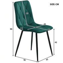 Dining Room Set, Table And Chairs (5 Pieces), Modern And Minimalist Style, Consisting Of A Round Marble Table, Gold Metal Table Legs And 4 Ergonomic Green Velvet Chairs. - 金色 - 查看 9