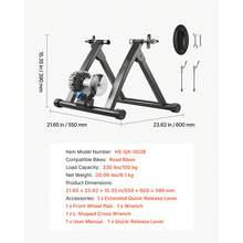 Bike Trainer, 26-29 Inch & 700C Wheels, Foldable Fluid Bicycle Stationary Trainer Stand For Indoor Exercise Riding With Quick Release Skewer & Front Wheel Riser Block, Fits Road Bikes, Black - 液體 - 查看 11