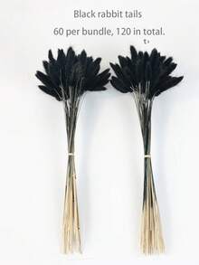 Decoración de hierba de junco artificial, decoración de hierba de pampa de 17 pulgadas, hierba de junco alta a granel, plantas artificiales de cola de conejo, decoración de boda bohemia - Negro - Ver 4
