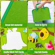 Dieses Filz-Geschichtenbrett-Set ist tragbar und einfach zu bedienen, geeignet für Montessori-Geschichtenerzählaktivitäten von Kindern. Es ist auch für Outdoor-Reisen, als Neujahrsgeschenk für die Familie und als naturwissenschaftliches Lernspielzeug geeignet. - Verschiedenfarbig - Übersicht 5