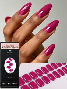 Showyboo Semi-Cured Gel Nail Stickers 20pcs, Translucent Soft Solid Color Design, Protects Natural Nails, UV Lamp Required, Versatile For All Seasons, Suitable For Home Leisure, Wedding Looks, Weekend Gatherings And Vacations - Multicolor - View 27