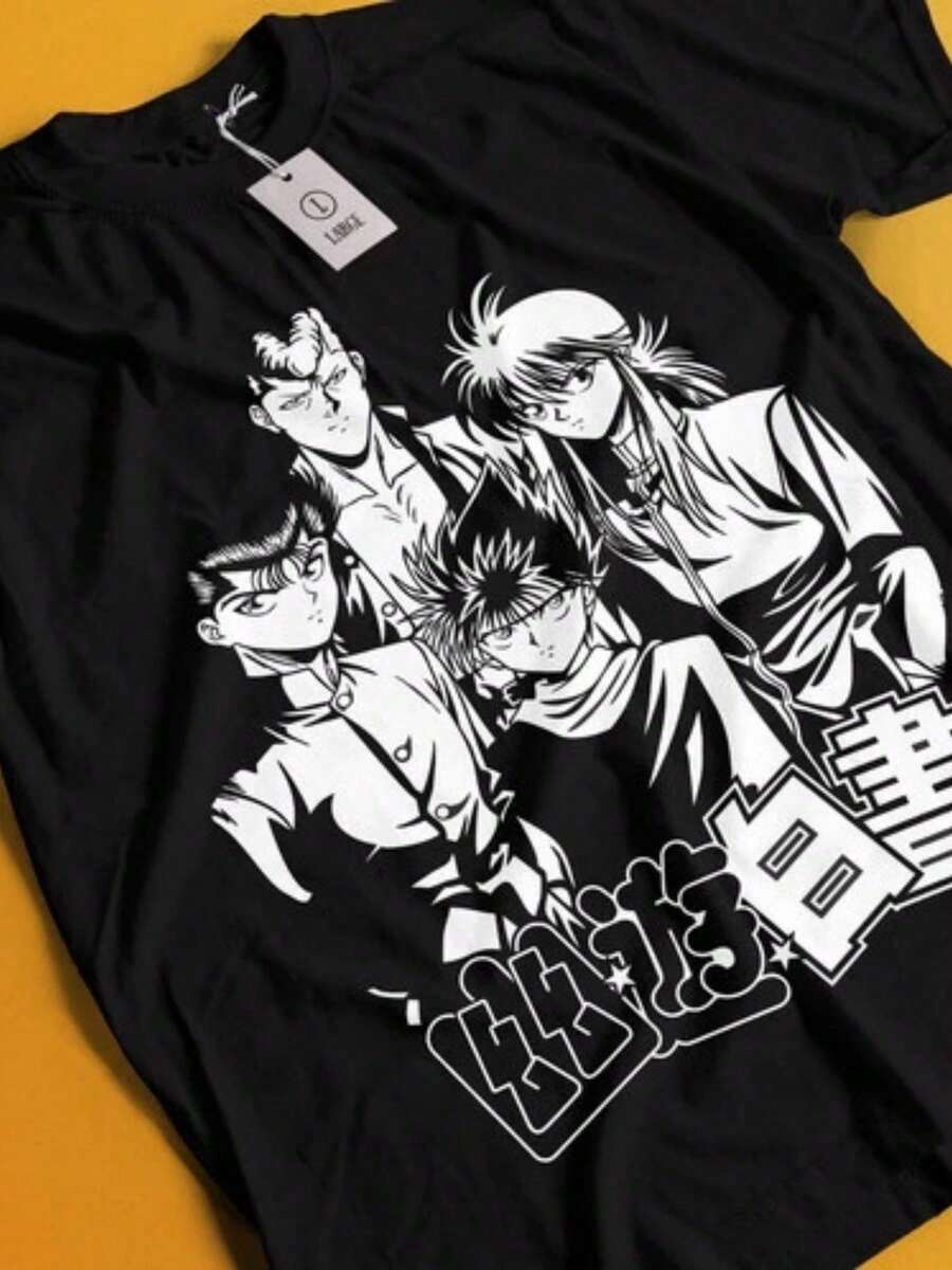 VintageYu Yu Hakusho Anime Unisex T-Shirt All Size 5summer Tops - Black - View 1