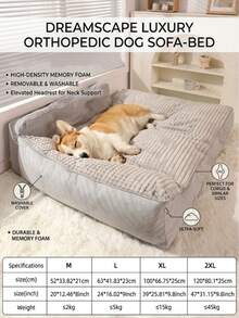 Extra-Large Thick Pet Bed, Luxurious Pet Sofa With Protective Padding, Washable And Cleanable, Scratch-Resistant And Wear-Resistant, Anti-Slip Base, High-Density Comfortable Soft Cushion, Fluffy And Soft Dog Bed, Large Space, Suitable For Multiple Pets, Suitable For Indoor Use, High Appearance And Does Not Take Up Much Space. - Grey - View 3