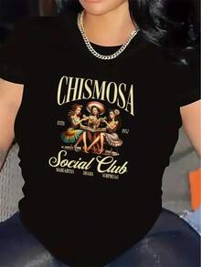 Camiseta de restaurante, duradera y cómoda, con diseño de texto dorado,  - Camiseta unisex de algodón, manga corta, cuello redondo, estilo vintage urbano. - Negro - Ver 1