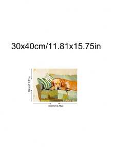 1pc Golden Retriever Oil Painting, Vintage Animal Art, Abstract Sleeping Dog On Couch,Festival Gift, Suitable For Bedroom,Living Room, Bath,Wall Arts,Wall Decor,Home Decor,Room Decor, Canvas Wall Art, Posters, Wall Art With Frame, Optional Frame ﻿ ﻿ - 1PCS - View 17