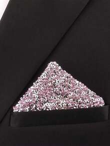 1 pieza Pañuelo de bolsillo brillante con pedrería de moda para hombre, accesorio de traje y esmoquin para boda, fiesta y banquete, pañuelo de bolsillo enchufable - Multicolor - Ver 10