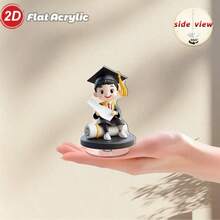 1pc 2D Acrylic Rotating Decorative Ornament, Cartoon Graduation Boy Desktop Display, Graduation Season Commemorative Gift, Back To School Gift - A - View 5