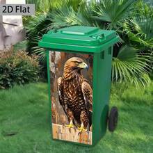 1 pieza Pegatina de Águila Posada en Roca para Cubo de Basura | Calcomanía Autoadhesiva de Pared de 14.57X32.28 Pulgadas, Adecuada para Cubos de Basura de Plástico, Decoración de Cocina, Estilo Rústico, Mate - A - Ver 4