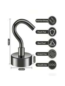 Magnetic Hooks, Heavy Duty Magnetic Hooks, Suitable For Kitchen, Home, Cruise Ship, Workplace, Office And Garage. - Black - View 12