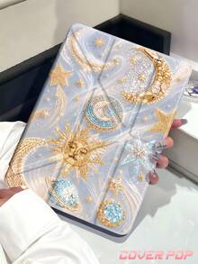 Sun Moon Pattern Tablet Protective Case Compatible With IPad Air 8 (M4) 2026 (11 Inch) / 2026 (13 Inch), 9.7/10.2/10.5/10.9/12.9/Pro 11/A16, 10th Generation, Kindle Paperwhite 12th Generation 2024, Kindle (11th Generation - 2024 Release), Soft Shockproof, Smart Sleep/Wake Function, Y-Fold Tablet Protective Case, Multi-Angle Viewing. - Multicolor - View 3