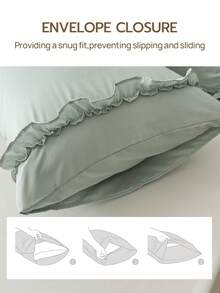 1pc 100% Polyester Solid Color Lace Long Pillowcase, Lightweight And Elegant, Soft As Clouds, Suitable For Bedding And Sofa Decor (Pillow Insert Not Included) - Gray-green - View 10