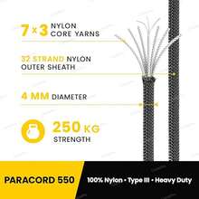 Paracord 550 4mm X 10m - 7 Inner Cores Nylon Rope Type III , Heavy Duty Utility Cord For Camping, DIY, Bracelets, Lanyards, Pet Collars, Clothesline, Shoelaces - Multicolor - View 4
