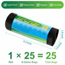 8 Gallon Portable Toilet Bags  Travel Potty Bags Thickened Waste Bags For 5 Gallon Bucket Compostable Camping Toilet Supplies - 25 PCS - View 2