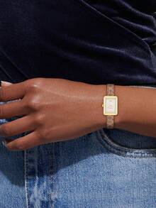 Coach Jam Tangan Wanita Quartz MARA dengan Dial Persegi Geometris, Tahan Air, Mesin Quartz, Terinspirasi Gaya Klasik dengan Presisi Modern - Coklat - View 8