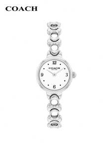 Coach IRIS Elegant C-Link Chain Bracelet Watch Round Face Quartz Watch for Women Minimalist Dressy Wristwatch - 銀色 - 查看 1