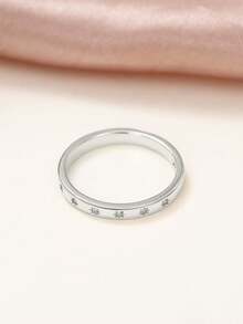 1pc Elegant Cubic Zirconia Women's Ring, Suitable For Wedding Engagement Gift Jewelry - Silver - View 9