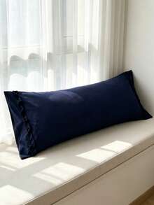 1pc 100% Polyester Solid Color Lace Long Pillowcase, Lightweight And Elegant, Soft As Clouds To The Touch, Suitable For Bedding And Sofa Decor (Pillow Insert Not Included) - Navy Blue - View 5
