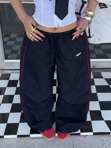 Women's Color-Blocked Parachute Pants For Spring And Summer Outings And Concerts - Negro 2 - View 1