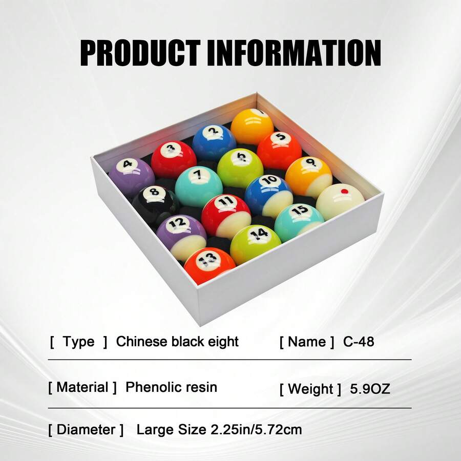 16-Piece Complete Billiard Set, 2.25 Inch Standard Size Phenolic Resin Billiard Balls, Suitable For Home, Bar And Game Room Standard Full Set - Multicolor - View 1