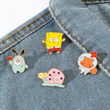 SpongeBob SquarePants SquarePants 1/4 件 抽象卡通胸針 可愛松鼠沙地蝸牛 琺瑯針 金屬徽章 珠寶 背包衣物配件 禮物 - 彩色 - 查看 4