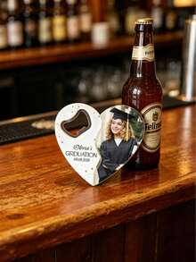 Customized Graduation Souvenir Heart-Shaped Bottle Opener, Can Personalize With Photo And Name, Customized Graduation Party Gift, Suitable For College/High School Graduates, Unique Graduation Gift - White - View 4