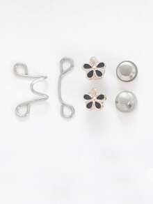 1/2 Pair Waist Tightener, Adjustable Belt Buckle Set, Extra Buttons For Jeans, Pants Button Adjuster, Jeans, (Silver/Gold) - Waist Buckle - View 10