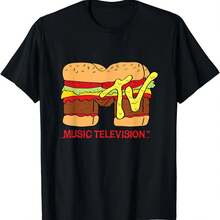 Camiseta con diseño de hamburguesa con logotipo clásico de MTV - Negro - Ver 1