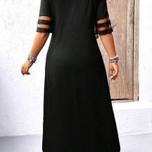 dagjydgfyja  Vestido maxi de mujer de talla grande con hombros descubiertos y mangas cortas - Verde - Ver 3