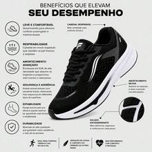 Tênis Masculino Caminhada Lig Shoes Impulse Leve Confortável Academia Corrida Casual Antiderrapante - Preto e Grafite - Visão 8
