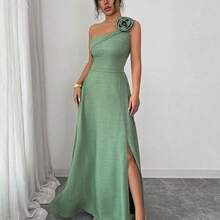 xuehuamaoyi02  Vestido de línea A con abertura, tirantes de hombro, espalda descubierta y ajustable en la cintura, con estampado floral verde. Elegante, romántico, femenino y versátil, ideal para uso casual, negocios, playa y fiestas en primavera/verano. - Granada - Ver 8