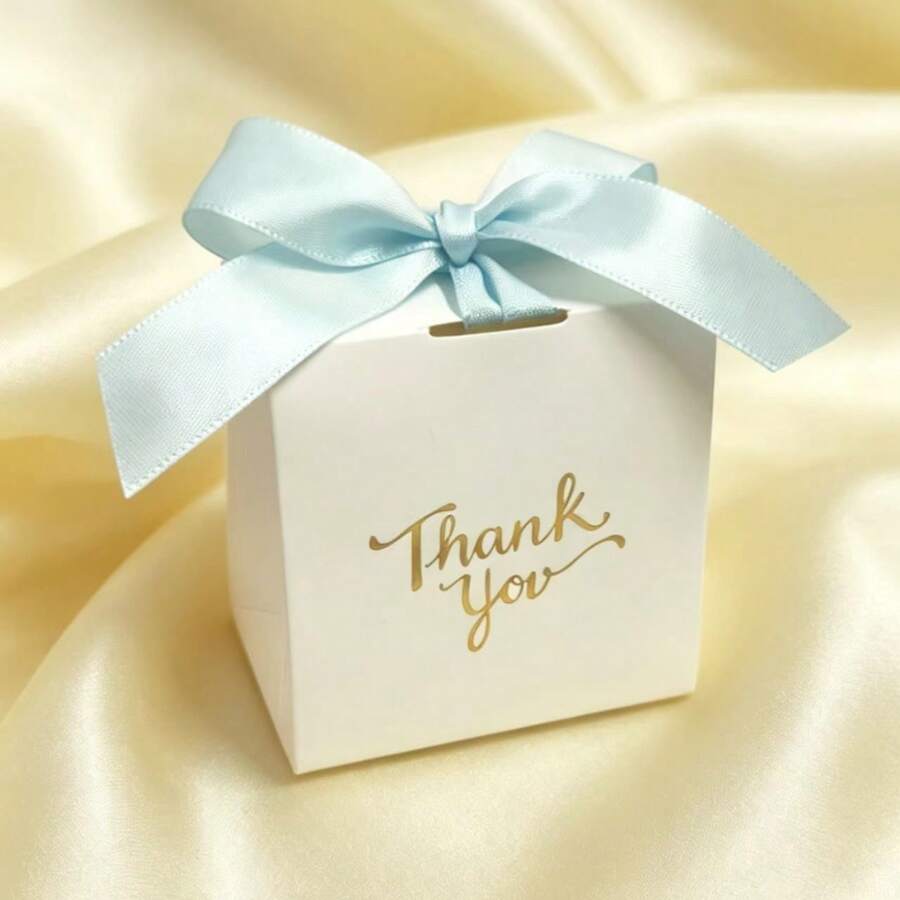 20/50pcs White Gift Boxes With Premium Ribbons, Multi-Color Ribbons - Suitable For Party, Birthday, Wedding, Valentine's Day And Other Occasions