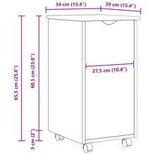 Carrello portaoggetti  marrone, 34 x 39 x 65,5 cm, in legno massello di pino. - Marron - Visualizzare 9