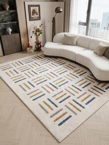 1pc Modern Minimalist Area Rug, Geometric Line Pattern Living Room Carpet, Soft Touch, Short Pile Modern Floor Rug, Suitable For Bedroom, Dining Room, Office, Home Decor And Doormat, Versatile For Various Occasions Like Music Festivals, Wedding Venues And Daily Home Use. - Multicolor - View 1