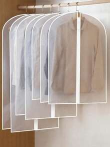 5pcs Transparent Waterproof Dust-Proof Garment Bags For Home, Washable Hanging Suit And Coat Covers - Transparent White - View 6