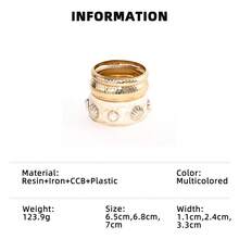 3pcs Bohemian Gradient Resin Multilayer Shell & Faux Pearl Bracelet/Bangle Set, Suitable For Women To Wear In Daily, Vacation, Casual Gathering, Party, Jewelry Gifts, Color Random - Multicolor - View 19