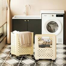 Large Foldable Storage Basket With Wheels, High-Capacity Laundry Basket, Mobile Storage Cart For Textiles. Suitable For Bathrooms, Balconies, Bedrooms, And Laundry Rooms For Storing Clothes, Towels, And Yoga Mats. - Xem 7
