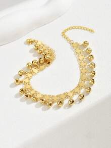 Vintage Bell Charm Anklet For Women - Yellow Gold - View 4