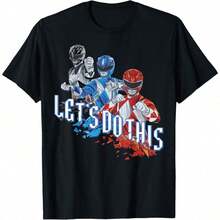 Camiseta Power Rangers Power Up Roja con Logo Vintage - Negro - Ver 1