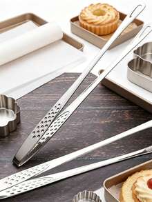 1 pieza Pinzas de acero inoxidable 304 para alimentos, pinza de servicio para barbacoa con ranuras antideslizantes, pinzas para parrilla resistentes a la oxidación, agarre fácil aptas para lavavajillas, para asar, hornear, buffet, ensalada, cocinar, cocina de verano en el patio, camping al aire libre, picnic, accesorio esencial para barbacoa - A - Ver 10