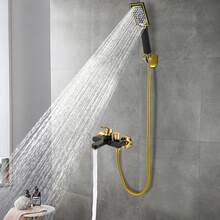 Bathtub Faucet With Hand Shower, Bathtub Shower Faucet With Valve, 3 Spray Patterns, G1/2 Thread, 1.5m Hose, Hand Shower For Bathroom (White Gold & Black Gold) - Black and Gold Version - View 1