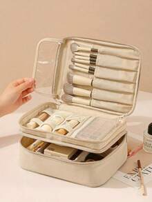 Kotak Kosmetik Profesional Kapasitas Besar, Cocok untuk Troli, Tas Bahu/Ransel Multifungsi, Kotak Penyimpanan Kosmetik untuk Penata Rias, Tas Penyimpanan Perawatan Kecantikan & Kuku - Tas Perlengkapan Mandi Portabel Besar Gaya Korea, Tahan Air - Hitam - View 5