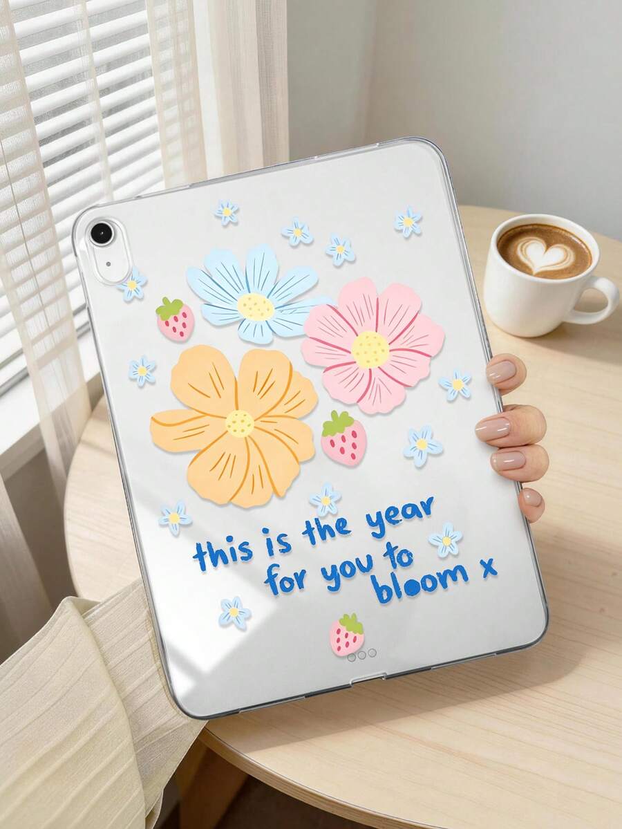 1個 TPU 軟殼花卉英式圖案彩繪平板保護殼,相容於 iPad 10.2/10.5/Air4/Air5/10.9/Pro 11"/10代/Air 11-In.(M2)-2024/Pro11-In.(M4)-2024/Air 11-Inch (M3) 2025/(A16) 11 Inch 11代 2025/Air7(M3)2025 (11-Inch)/Air 8(M4)2026(11-Inch)/Mini1/2/3/Mini4/Mini5/Mini6/Mini7/Air/Air2/9.7/Galaxy Tab A7 10.4 Inch/A8,TPU 透明平板保護殼無筆槽,筆僅供展示不含在內,輕量超薄軟殼 - 彩色 - 查看 1