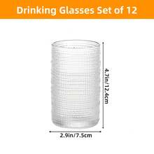 Tomnk 12/16pack Hobnail Drinking Glasses, 12 Oz Highball Glasses & 10 Oz Cocktail Glasses , Clear Embossed Boho Glass Cups Kitchen Bar Tumbler Glassware Set For Whiskey, Beer, Juice, Milk, Ideal Birthday Gift - Clear - View 4