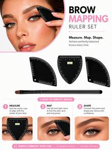 4pcs/1pc Eyebrow Shaping Ruler Set, Eyebrow Measuring And Shaping Tool Set, Includes Eyebrow Brush, Reusable Eyebrow Symmetry Ruler Template, Used For Eyebrow Positioning, Drawing, Trimming, Microblading, Makeup Beginners, Semi-Permanent Makeup Practice And Beauty Salon Beauty Tools - Multicolor - View 2