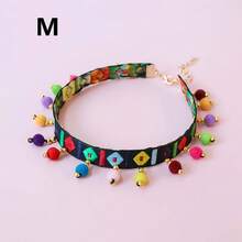 1 pieza Collar para mascotas con estampado geométrico colorido de estilo bohemio, con decoración de cuentas colgantes de colores, cadena dorada ajustable para gatos y perros, accesorio para mascotas ligero, adecuado para uso diario, fotografía, fiestas y festivales de primavera/verano - Multicolor - Ver 16