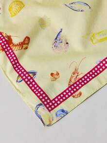 1pc Women's Fashion Summer Beach Ocean Style Shrimp Tropical Fish Lemon Print Pattern Square Scarf - Multifunctional Women's Scarf Accessory, Polyester Material, Suitable For Beach Seaside Daily Fashion Matching - Multicolor - View 2