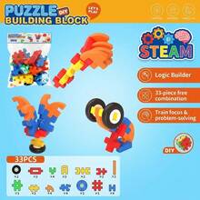26-40pcs Building Block Educational Toy Set With Connectors And Tires, Creative Back To School Party Gift For Kids, Random Colors And Shapes - Educational Interlocking Building Blocks (26 Pieces) - View 6